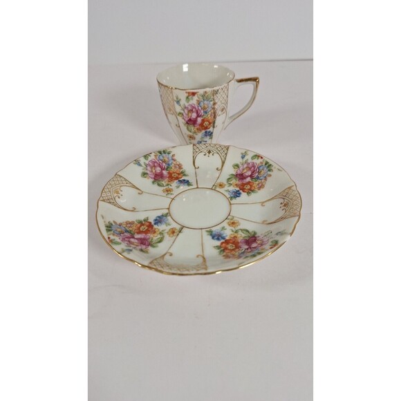 Vintage Floral Pink Iris Fine China Tea Cup & Saucer with Gold Trim Ucagco Japan - Picture 4 of 10